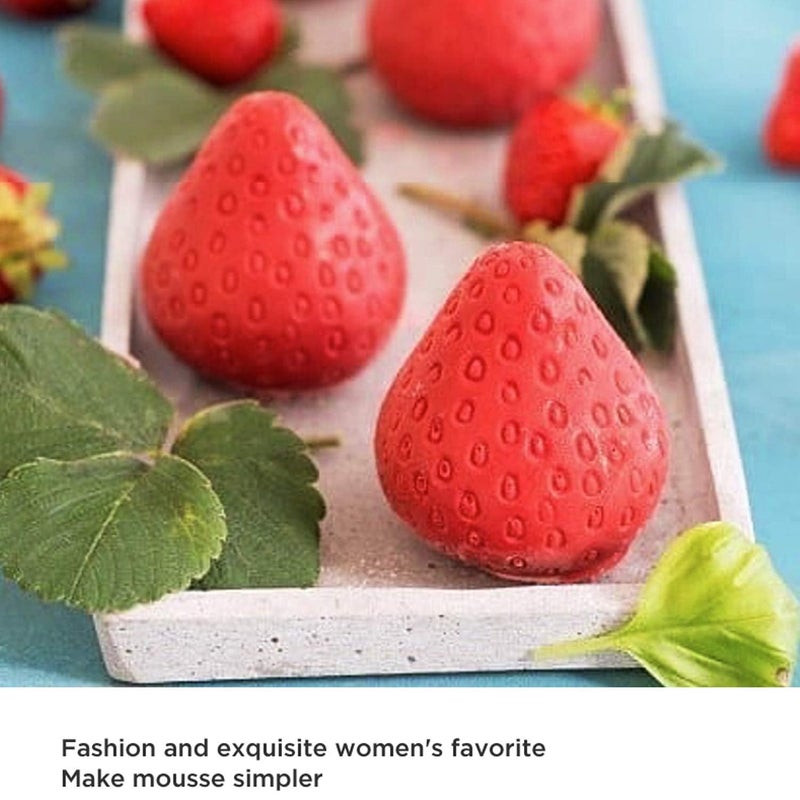 OCPO KITCHEN Strawberry Silicone Mold for Baking Mousse Cake, French Fruit Dessert, Pastry, Chocolate, Ice Cream, Cake Decoration Mold, 3D Strawberry Shape (15-Cavity) - Image 3